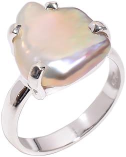 925 Sterling Silver Ring Baroque Pearl for Women Ring Solitaire Style Wedding Proposal, Engagement, Anniversary, and Statemen Ring