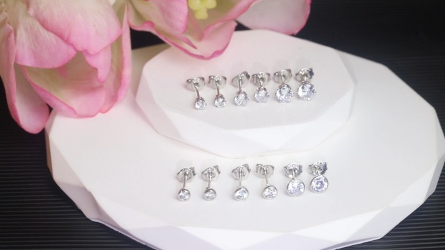 6 Pairs Stud Earrings Cubic Zirconia Earrings Studs Set 14K Gold Plated Sterling Silver Post Hypoallergenic Stud Earrings for Women Girls