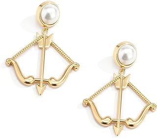 Vntage Bow and Arrow Hanging Earrings for Women Hip-hop Stud Earrings Fashion Imitation Pearl Earstuds