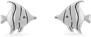 Sterling Silver Push-Back Tropical Fish Stud Earrings by Boma Jewelry - Artisan Crafted for Unisex Use
