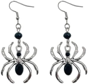 Gothic Crystal Spider Earrings Dark Art Goth Aesthet Style Black Spider Earrings Vintage Punk Spider Dangle Drop Earrings Red Black Crystal Spider Earrings Halloween Jewelry Gift for Women Teen Girls