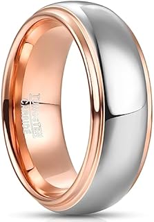 NUNCAD Tungsten Rings for Men Custom Engraved Ring Women 4mm/6mm/8mm Gold Silver Two-Tone Wedding Bands Step Edges Comfort Fit Size 5-12