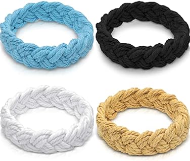 4 Pieces Sailor Knot Bracelet Nautical Rope Cotton Bracelet Large Braided Bracelet White Black Blue Brown Fisherman Bracelet for Men Women Handmade Woven Friendship Bracelets Nautical Jewelry Set