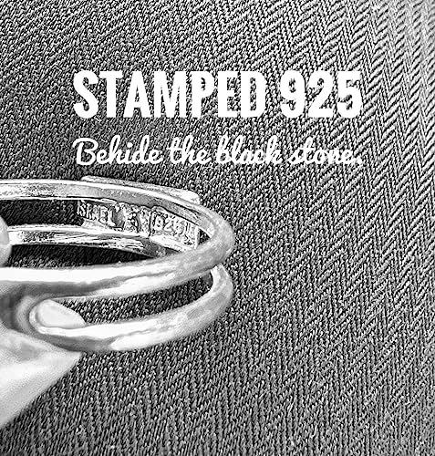 Sterling Silver Rings-925 Silver Baguette Ring-Sterling Silver Ring With Black Onyx-Black Onyx Rings For Women-Handmade Baguette Ring-Made in Israel, Width 4mm Size 4-12