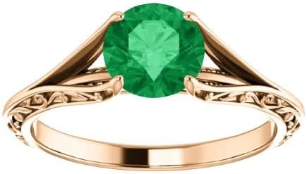 Vintage 2 CT Emerald Engagement Ring, Sterling Silver Twig and Leaf Design, Ideal for Proposals or Anniversaries, Handcrafted Elvish Garden Band Ring