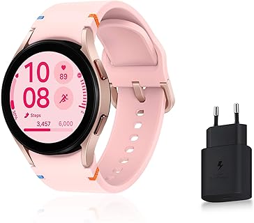Montre Connectée Galaxy Watch FE pour Femme avec Suivi de Santé et Fitness, Bluetooth 40mm Or Rose, Chargeur Secteur Rapide Inclus, Idéale pour Tous les Styles