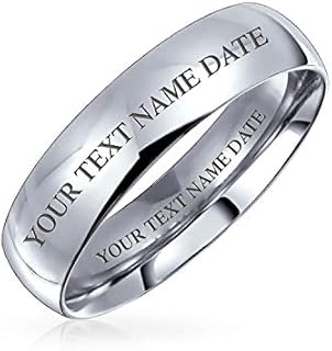 Personalize Unisex Plain Simple Dome Comfort Fit 5MM Wedding Band Ring For Couples For Men Women Gold Plated Silver Tone Stainless Steel