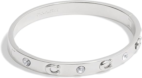 COACH Women's Signature C Logo Hinged Bangle Bracelet