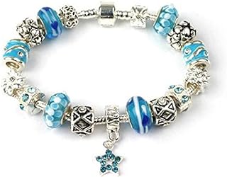 Liberty Charms 'Misty Blue' Silver Plated Charm/Bead Bracelet.