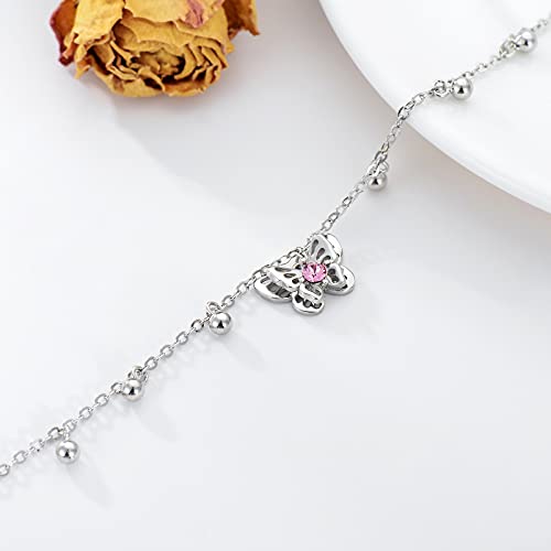 Butterfly/Sloth/Star/Tree of Life Anklet 925 Sterling Silver Ankle Bracelet for Women 8-10''