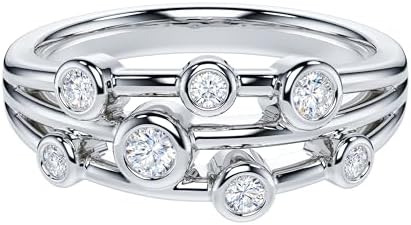 Genuine Moissanite Sterling Silver Cocktail Anniversary Ring by THELANDA, Perfect for Celebrating Decades of Love