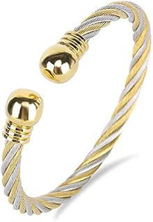 Stainless Steel Golden Silver Twisted Cable Bracelet Adjustable Cuff Bangle Bracelets For Women