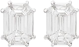 Emerald Cut Diamond Stud Earrings 18K White Gold 1.56 Carat (F-G Color, VS Clarity) IGI Certified Emerald Pie Cut Diamond Stud Earrings for Women Luxury Collection