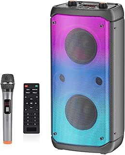 Altavoz Bluetooth Portátil TAMPROAD de 80W con Subwoofer y Efectos de Luces LED, Ideal para Hogar, Camping y Viajes - Compatibilidad Versátil y Gran Batería de 10000mAh