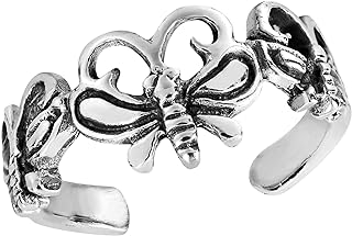 AeraVida Magical Bali Style Butterfly Wrap Animals .925 Sterling Silver Toe/Pinky Beach Ring | Promise Rings For Women | Comfort Fit Silver Rings for Women | Sterling Silver Rings