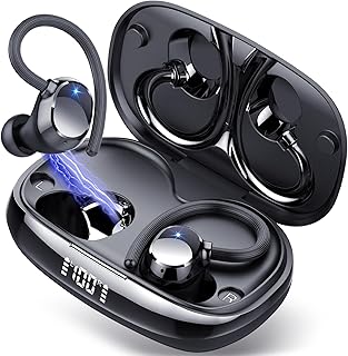 Tukio Sport Bluetooth Kopfhörer für Fitness und Business, In Ear Kabellos mit ENC Lärmreduzierung, IP7 Wasserdicht und Ohrhaken, 80 Std. Spielzeit und LED-Anzeige