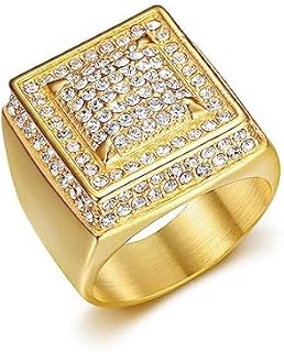 ICED OUT Ring for men Wedding Rings for Men Smooth Double Layers ring Hip Hop ring Radiant Rings Bling Iced Out Jewelry Punk Ring Club ring Heavy Metal ring Party