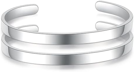 2PCS Blank Bracelet Men Wrist Bracelets for Men Women Couple Cuff Bangle Friend Encouragement Gift for Her Boyfriend