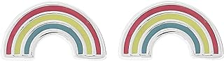 Dazzling Sterling Silver Rainbow Resin Stud Earrings with Push Back for Trendy Women - Thai Artisan Jewelry