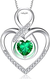 Sterling Silver Infinity Heart Necklace with Cable Chain & Cubic Zirconia for Women - RIVIKO Forever Love Pendant, Ideal Anniversary, Birthday or Valentine's Day Gift