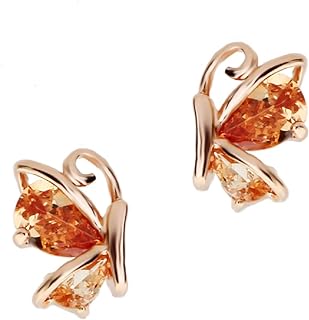 Crystalline Azuria Jewelry Butterfly Stud Earrings with Zirconia Crystals 18K White Rose Gold Plated for Women