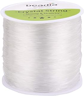 Beadia Round Elastic Crystal String - Durable Plastic-Rubber Blend Bead Stopper for Bracelet Beading - 0.8mm Clear Cord in 131yard Length