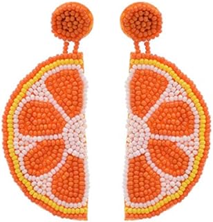 Charming Orange Dangle Earrings with French Wire Back Finding for Women in Fun Fruit Design