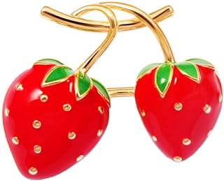 Enamel Fruit Strawberry Brooch Pin,Cute Strawberry lychee Lapel Pin Suit Pin Badge Backpack Hat Clothes Bag Decoration Accessories for Women Girls