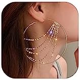 Silver Prom Earrings for Women Rhinestone Tassel Earrings Sparkly Fringe Earrings Crystal Iridescent Dangle Earrings for Prom Jewelry Wedding Earrings for Brides Prom Dresses 2024 Aretes de Mujer Concert Merch Outfit