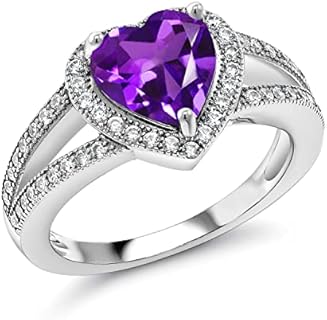 Green Amethyst Engagement Ring with Sterling Silver and Moissanite Accents, Heart Shape Design - Birthstone for February, Available in Sizes 5-9