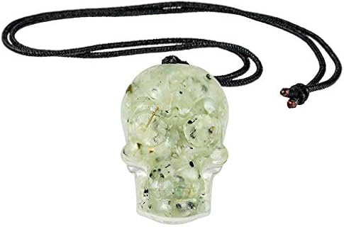 Rockcloud Orgonite Healing Crystal Chips Skull Pendant Necklace Handmade Jewelry Adjustable for Men and Womens