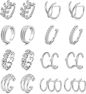 LAURITAMI Stainless Steel Ear Cuff Helix Cartilage Clip On Wrap Earrings Fake Nose Ring Non-Piercing Adjustable Men Women
