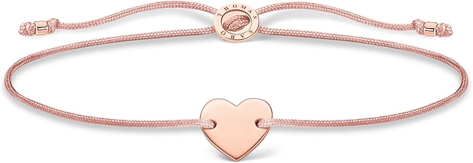 Thomas Sabo Damen-Armband Herz aus 925er Sterlingsilber mit Karabinerverschluss, edlem Kordelkettendesign. Ideal als Geschenk für Geburtstag, Weihnachten oder Valentinstag