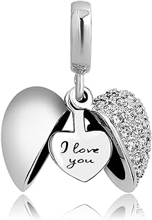 ShinyJewelry I Love You Heart Charm Dangle Bead for European Bracelet Necklace