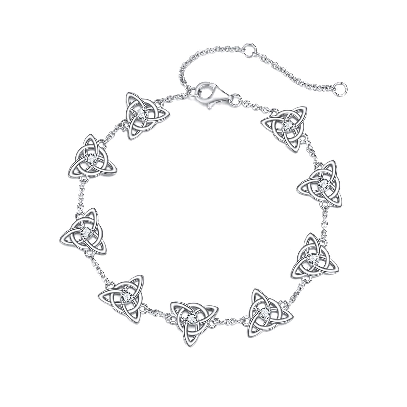 Victorian Charm Bracelet with Lobster Claw Clasp in Sterling Silver Interlaced with Celtic Knot Design - Perfect Gift for Women and Teen Girls