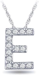1/20 cttw 925 Sterling Silver Round White Diamond Initial A to Z Alphabet Letter Monogram Pendant Necklace In 18" Chain (1/20 cttw, I-J Color, I2-I3)