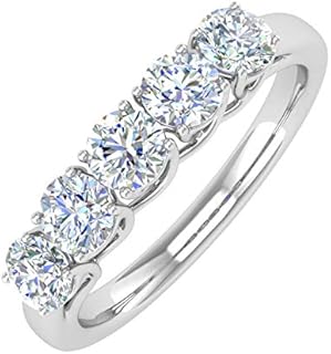 FINEROCK 1 Carat 5-Stone Diamond Wedding Band Ring in 14K Gold