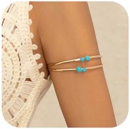 Lobster Claw Clasp Pearl and Stone Cuff Bracelet in Gold and Silver on Bead Chain for Women - Versatile Upper Arm Jewelry Design