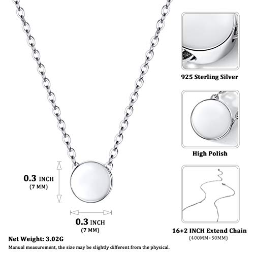 Personalized 925 Sterling Silver Dainty Small Heart/Star/Moon/Dot/Triangle Pendant Necklace for Women, Silver/Gold/Rose Gold/Black (with Gift Box)