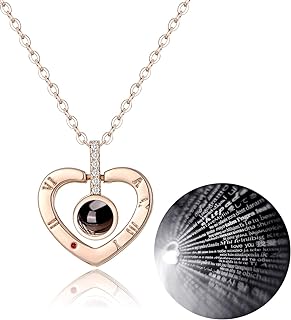 Tornito Gold Plated 100 Languages I Love You Memory Necklace Projection Pendant Necklace For Women