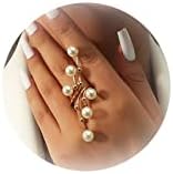 Elegant Pearl Statement Ring with Hypoallergenic Metal for Women, Geometric Design - Ideal Wedding, Party, and Christmas Gift