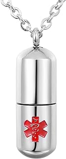 Lobster Clasp Stainless Steel Fingerprint Pendant Necklace with Link Chain for Men & Women - Cylinder Memorial Keepsake Capsule Design