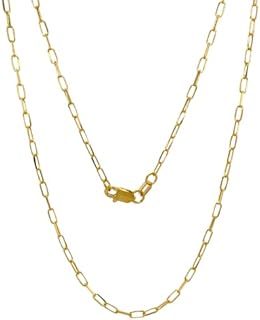 14K Solid Gold Cable Chain - 1.7mm Diamond Cut Gold Thin Paperclip Link Chain Necklace For Women - Dainty Yellow and White Real Gold Pendant Necklace with Lobster Clasp 14" 16" 18" 20" 22" 24"