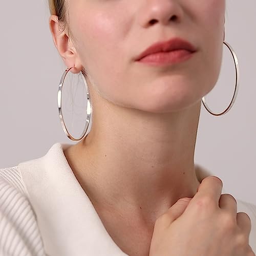 Sterling Silver Hoop Earrings Large Silver Hoop Earrings for Women Lightweight Big Silver Hoop Earrings Hypoallergenic Thin Silver Hoop Earrings for Women Girls 30/40/50/60/65/70MM
