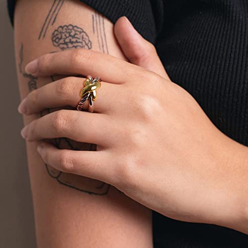 Gold and Silver Cross Rings for Women, Fashion Statement Ring X Knot Band Chunky Twisted Cable Wire Ring Jewelry Gifts for Her
