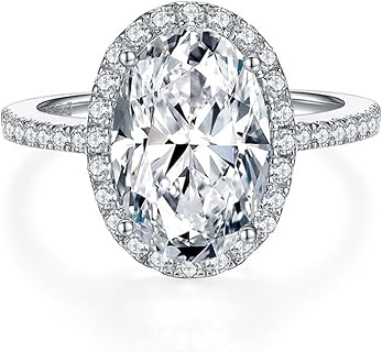 Elegant 5 Carat Moissanite Sterling Silver Engagement Ring for Women, Oval Cut Design