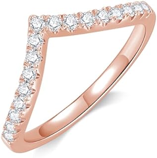 KSTYLE Women's 0.3ct Moissanite Wedding Band in Rose Gold Flashed Silver, Size 5 - D Color, VVS1 Clarity, S925 Sterling Silver, Crown Shaped Infinity Design