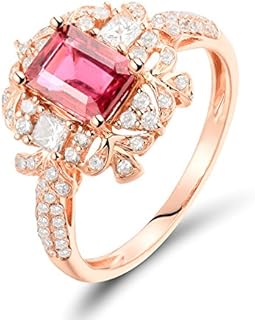 14K Rose Gold Engagement Ring with Natural Watermelon Pink Tourmaline and Diamond Accents for Women