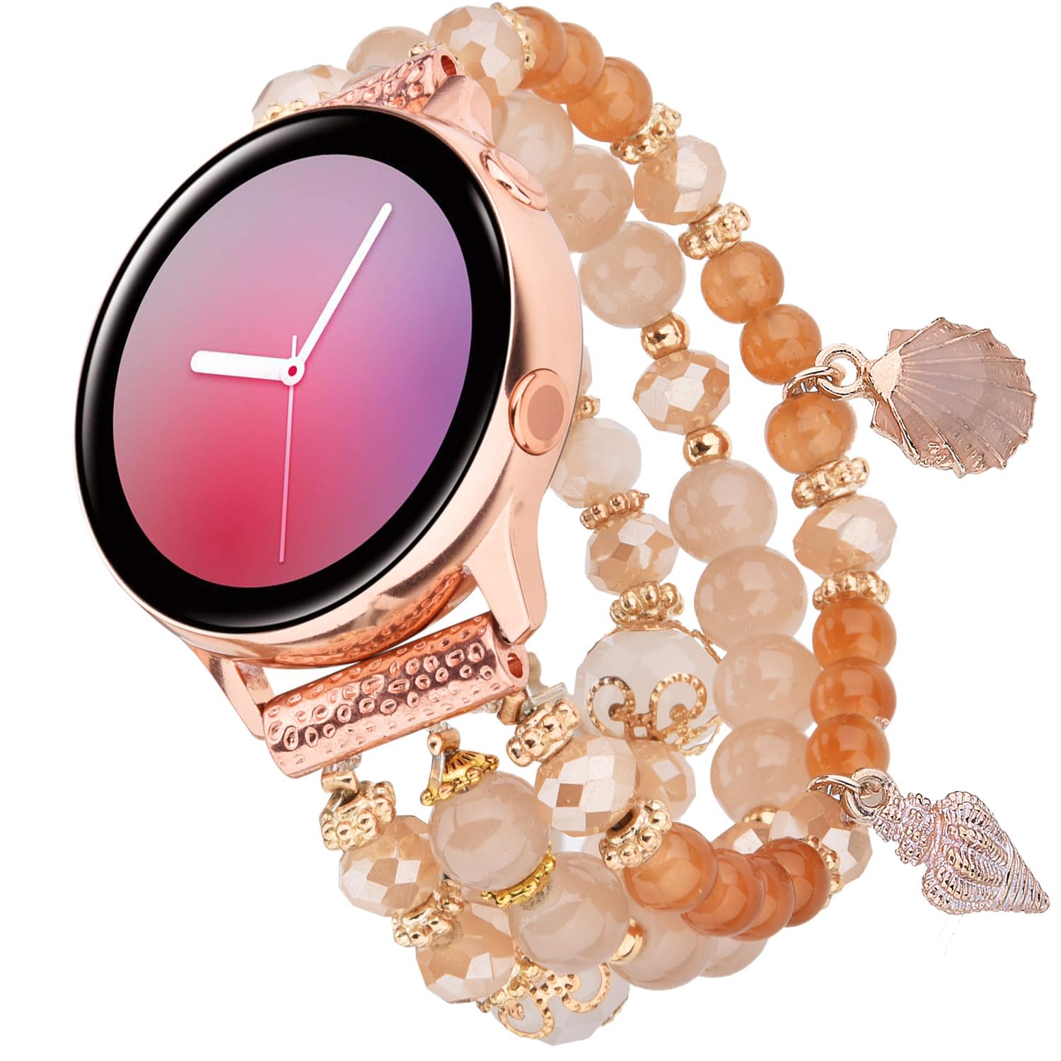 MOFREE Compatible for Samsung Galaxy Watch 4 40mm 44mm Bands/Galaxy Watch 5/Active 2 40mm 44mm/Watch 4 Classic 42mm 46mm Band Women, 20mm Handmade Fashion Elastic Beaded Bracelet Replacement for Galaxy Watch 5 Pro 45mm