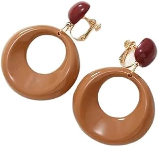 70s Earrings for Women Simple Disco White Acrylic Clip on Earrings Acrylic Leopard Dangle Earrings for Women Girls Retro 70s Bar Beach Jewelry Accessories